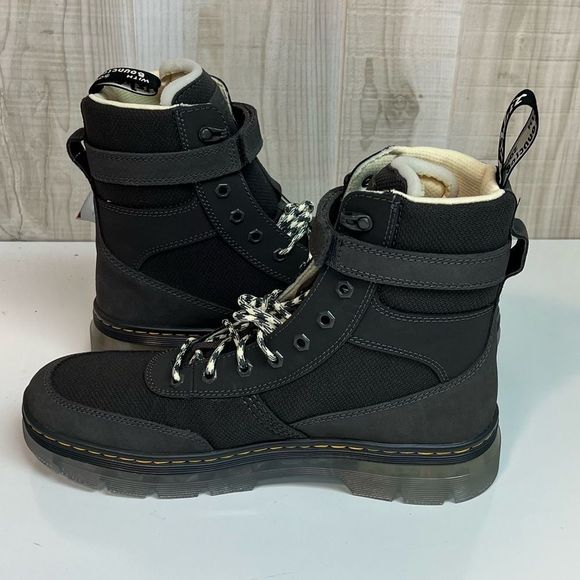 Dr. Martens Combs Tech Gray Canvas Suede Combo Boots Men's - Picture 5 of 9